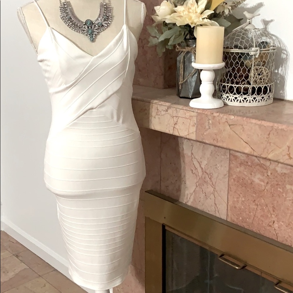White Spaghetti Strap Midi Dress